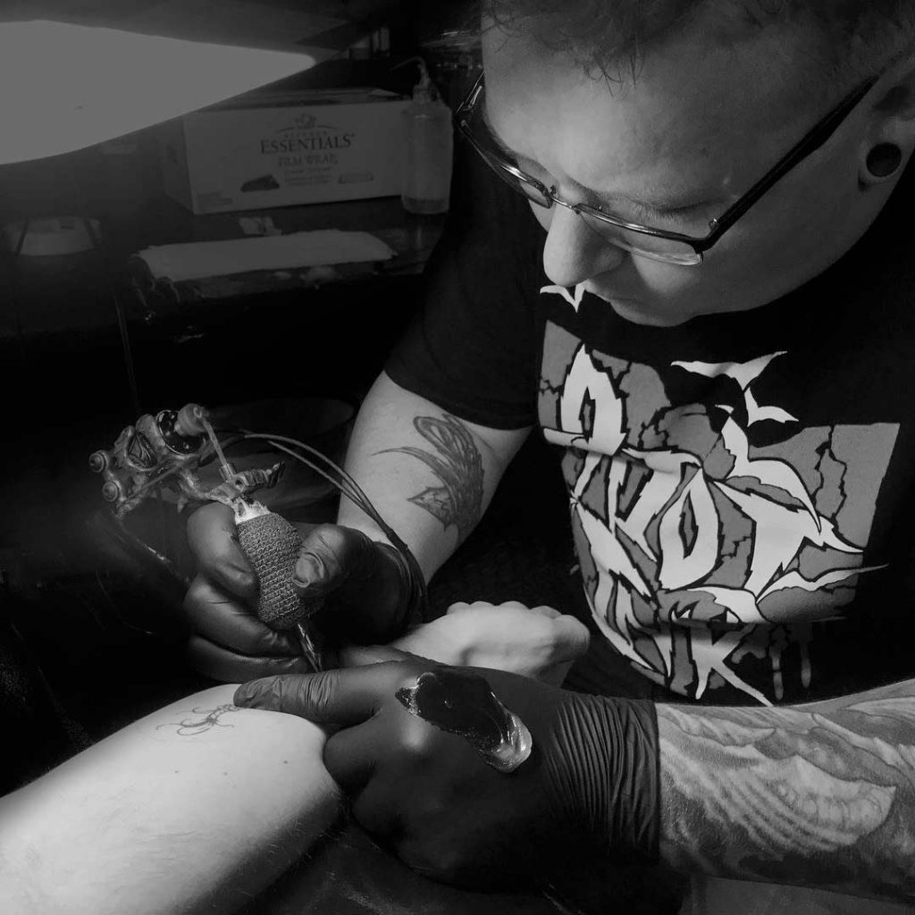 Nathan Varney tattooing at Riot Ink Powell Ohio.