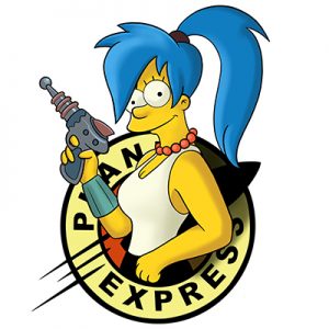 Mash up between Marge from The Simpsons and Leela in Planet logo from Futurama.